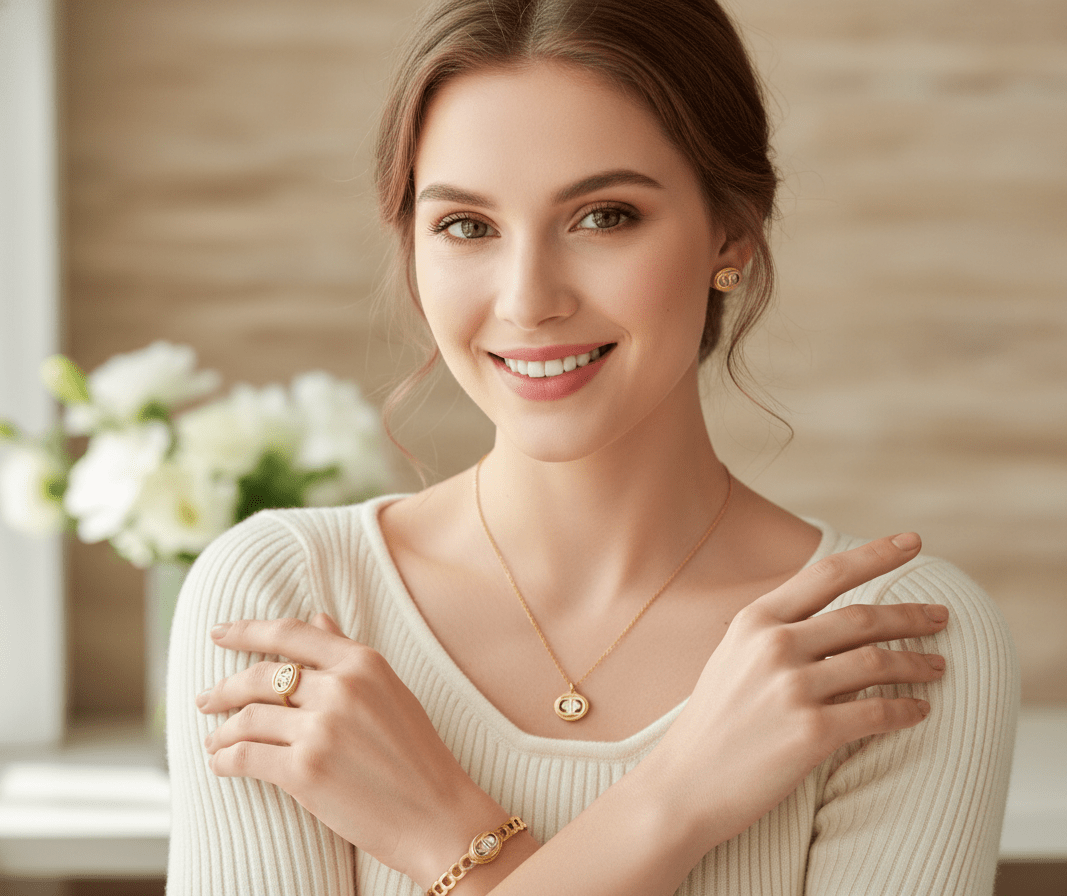 Classic CD Emblem Gold Jewelry Set - Zambeel