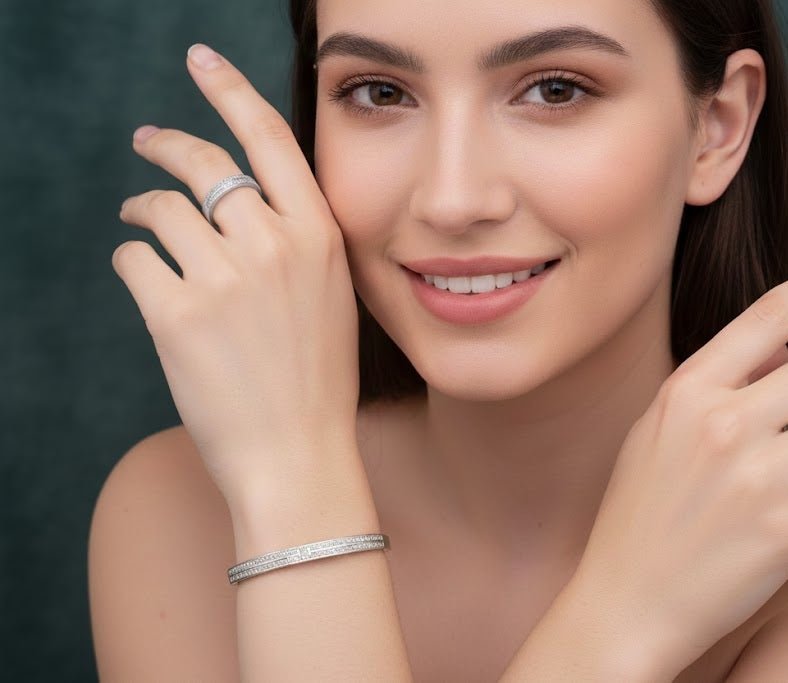 Classic Line Zircon Bangle & Ring Set - Zambeel