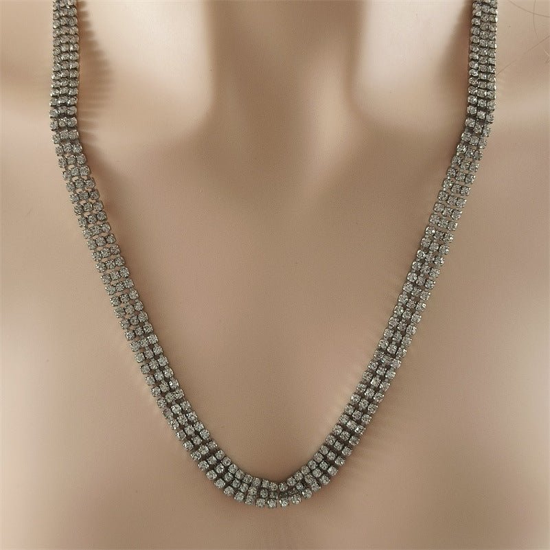Clavicle Chain Wedding Dress Studio Popular Ornament Three - layer Zircon Necklace - Zambeel