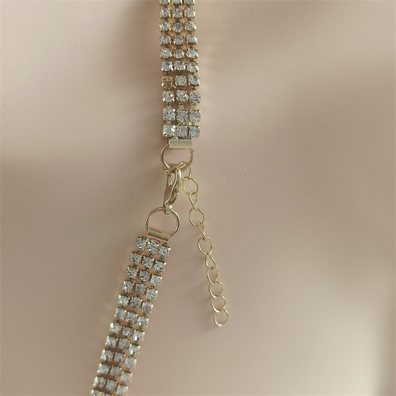 Clavicle Chain Wedding Dress Studio Popular Ornament Three - layer Zircon Necklace - Zambeel