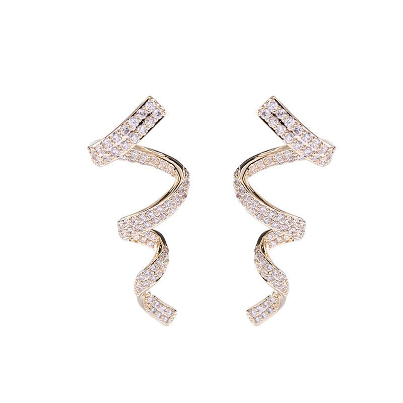 Cold Wind Zircon Minimally Personalized Spiral Wire Earrings - Zambeel