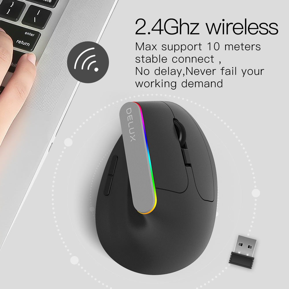 Colorful M618C RGB Vertical Wireless Ergonomic Hand - held Straight Mouse - Zambeel