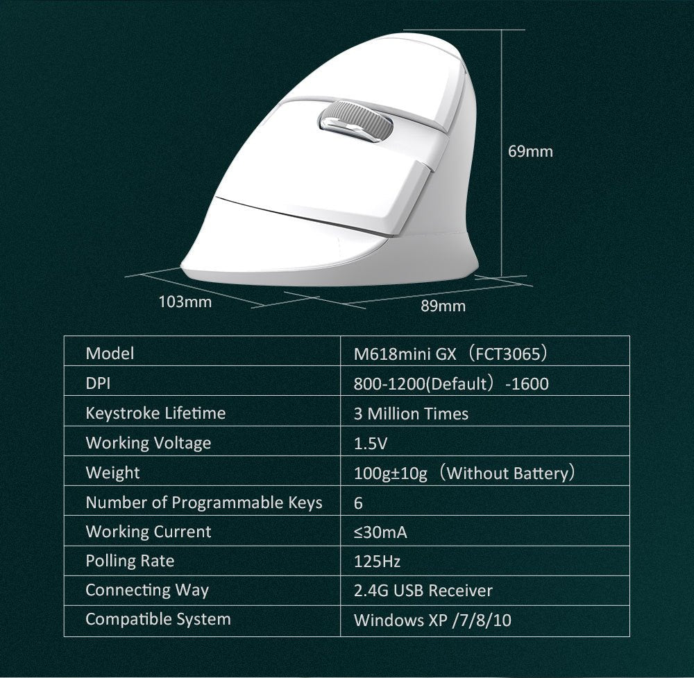 Colorful M618mini Wireless Vertical Vertical Mouse Bluetooth Dual - Mode Laptop Ergonomic Mouse - Zambeel