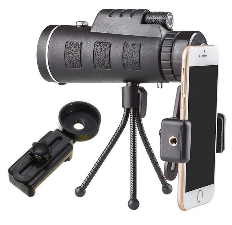 Compatible with Apple, Monocular Telescope Zoom Scope with Compass Phone Clip Tripod - Zambeel