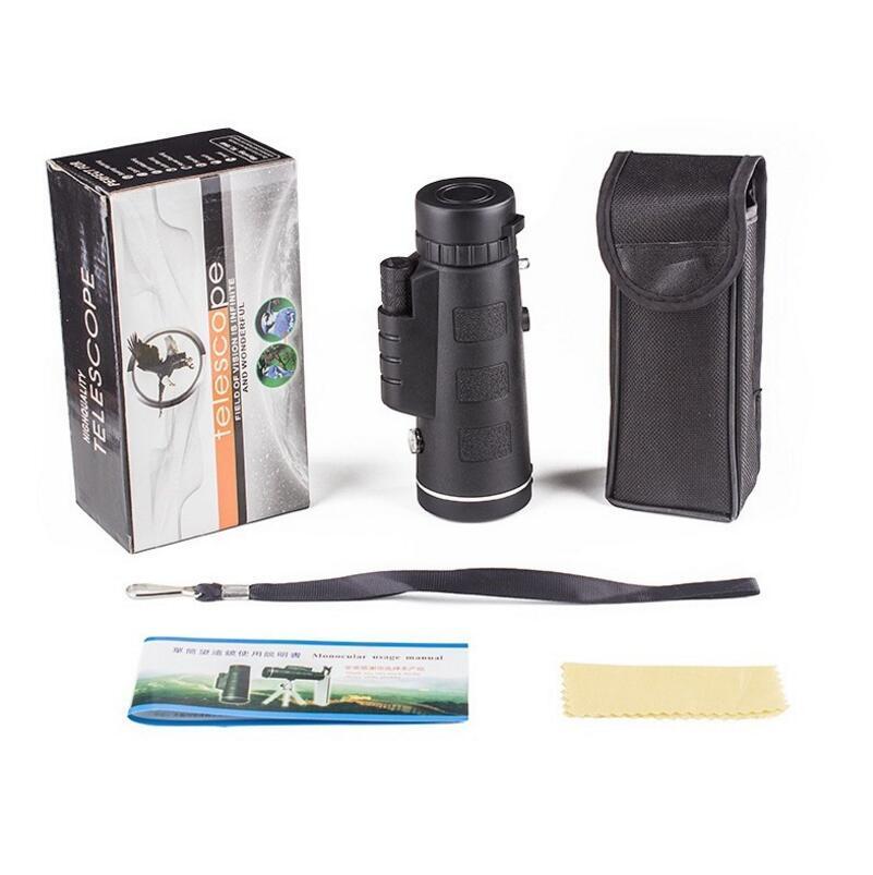 Compatible with Apple, Monocular Telescope Zoom Scope with Compass Phone Clip Tripod - Zambeel