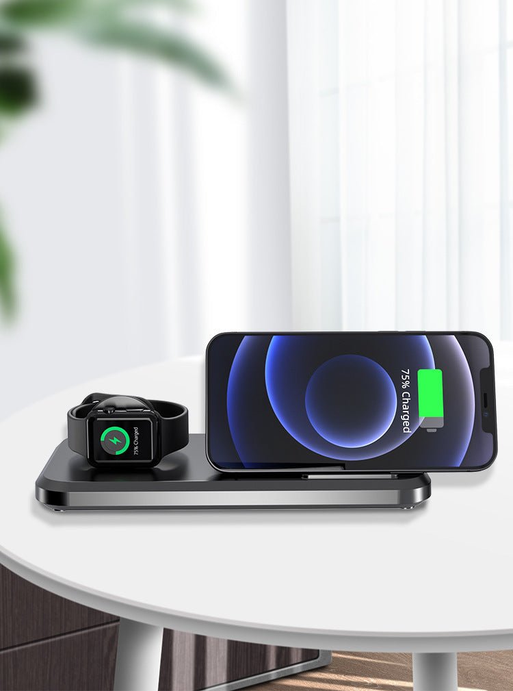 Compatible with Apple , The New 15W Three - in - one Wireless Charging Double Folding Multifunctional Wireless Charger Universal - Zambeel