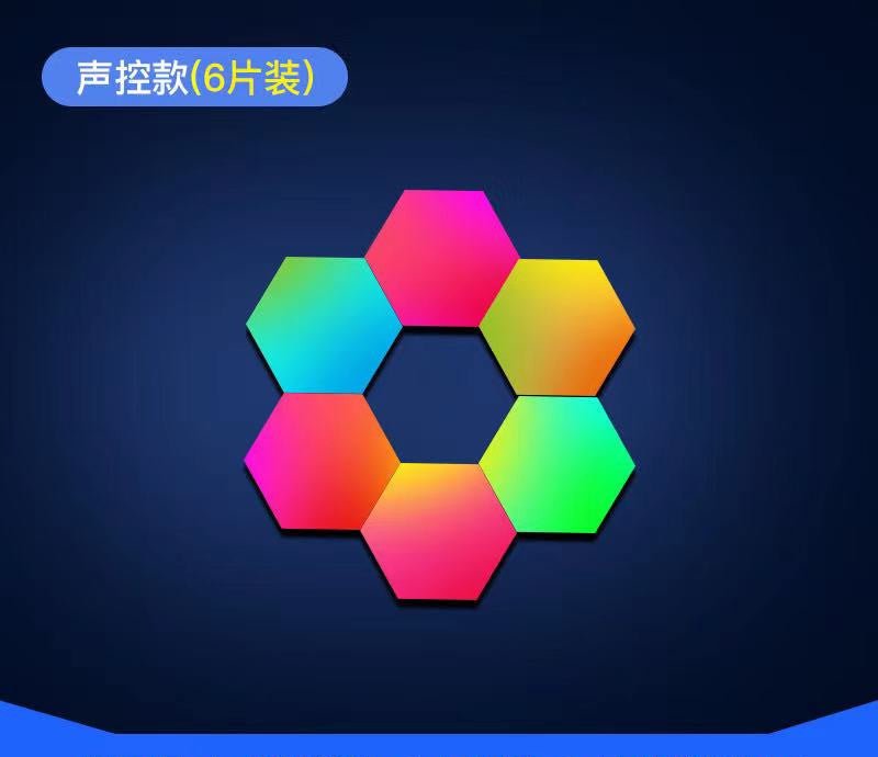 Compatible with Apple, Wireless Smart Phone Controlled LED Modular Honeycomb Light DIY Assembly Hexagonal Quantum Light Working With Android IOS System - Zambeel