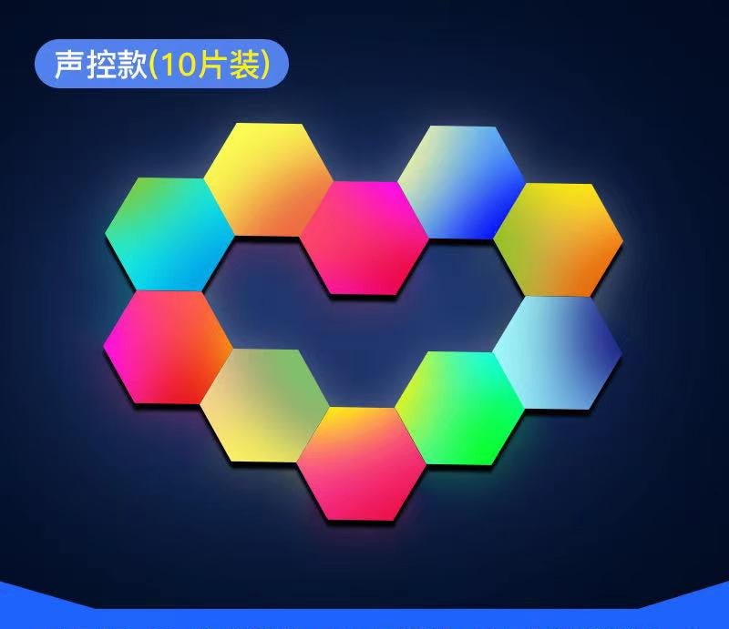 Compatible with Apple, Wireless Smart Phone Controlled LED Modular Honeycomb Light DIY Assembly Hexagonal Quantum Light Working With Android IOS System - Zambeel