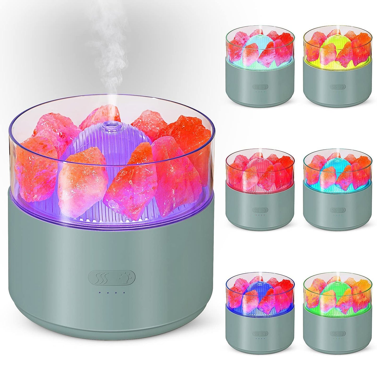 Cool - Mist Impeller Air Humidifier Crystal Salt Aroma Diffuser Incense Machine Fogger Essential Oil Lamp Difusor Ambient Light - Zambeel