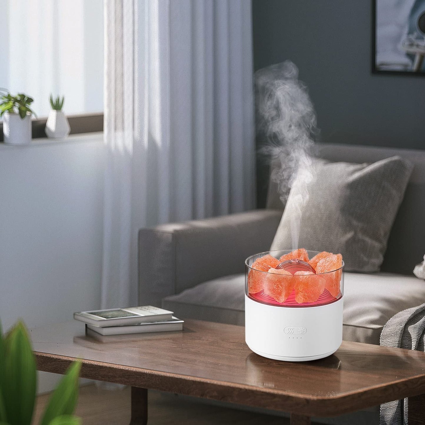 Cool - Mist Impeller Air Humidifier Crystal Salt Aroma Diffuser Incense Machine Fogger Essential Oil Lamp Difusor Ambient Light - Zambeel