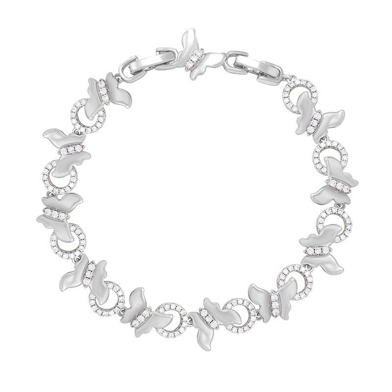 Copper Inlaid Zircon Smart Butterfly Stitching Bracelet European And American High - grade Bracelet - Zambeel