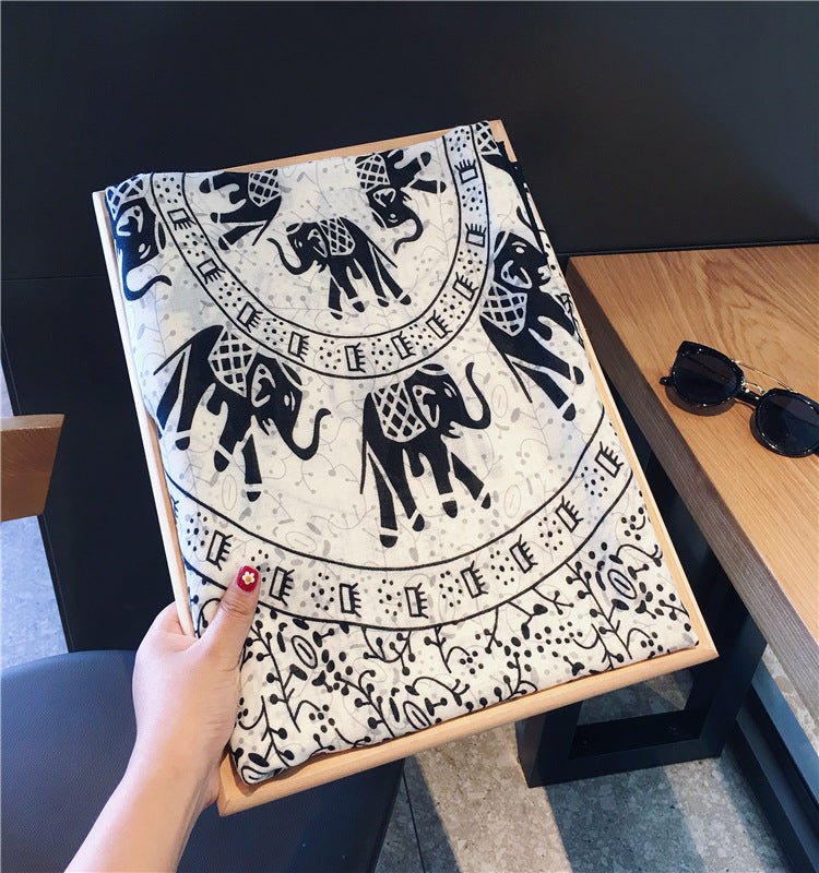 Cotton And Linen Ethnic Style Fake Sunscreen Scarf - Zambeel