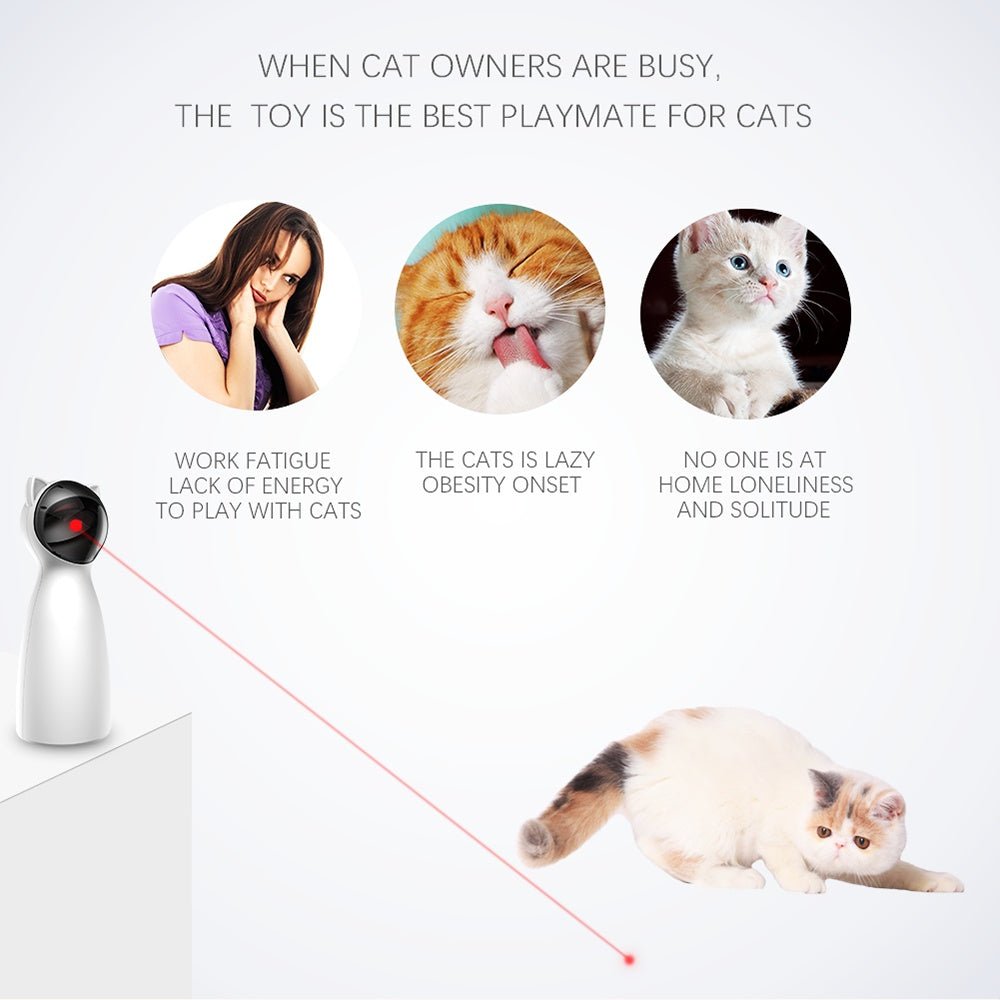 Creative Cat Pet LED Laser Funny Toy Smart Automatic Cat Exercise Training Entertaining Toy - Zambeel