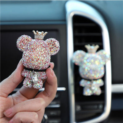 Creative Diamond - studded Bear Perfume Clip For Car Air Outlet - Zambeel