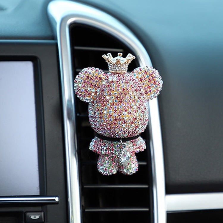 Creative Diamond - studded Bear Perfume Clip For Car Air Outlet - Zambeel