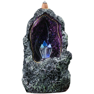 Creative Resin Backflow Incense Burner Crystal Cave Led Night Light Incense Creative Ornaments - Zambeel