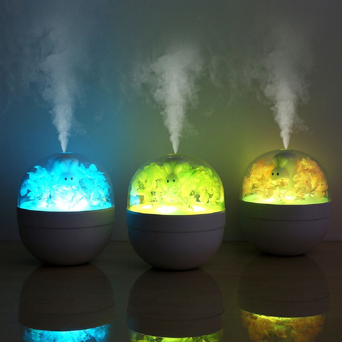 Creative Sweetheart Rabbit DIY Humidifier USB Mini Home Air Purifier Air Mini Cool Mist Preserved Flower Humidifier Preserved Flowers - Zambeel