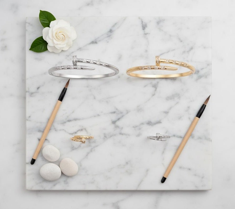 Cross - Bar Zirconia Bangle Set - Zambeel