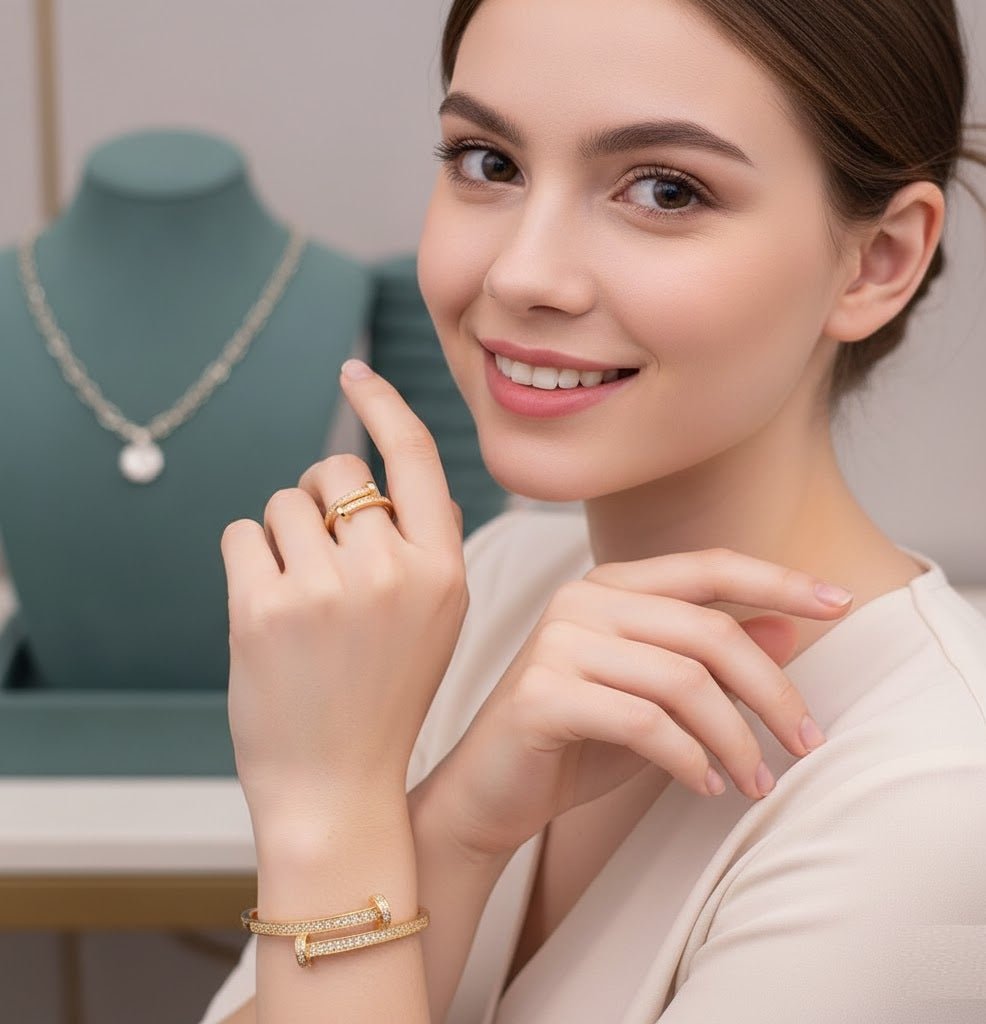 Cross - Bar Zirconia Bangle Set - Zambeel