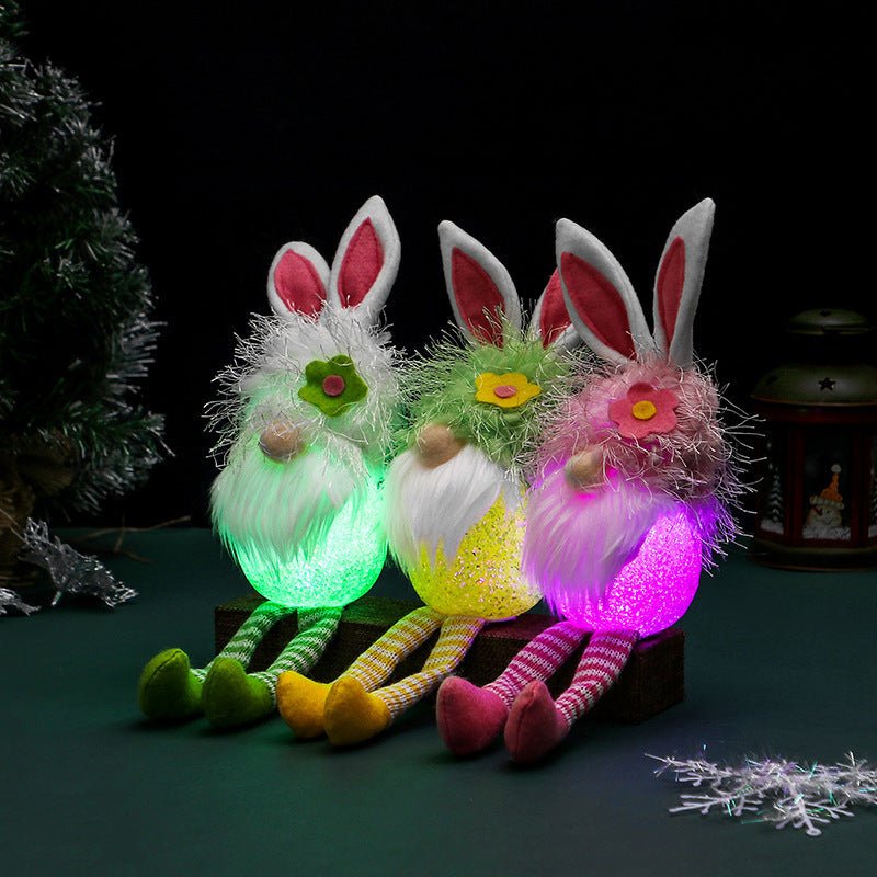 Cross - Border Cute Rabbit Ears Glowing Faceless Doll Decoration EVA Easter Santa Claus Doll Props - Zambeel