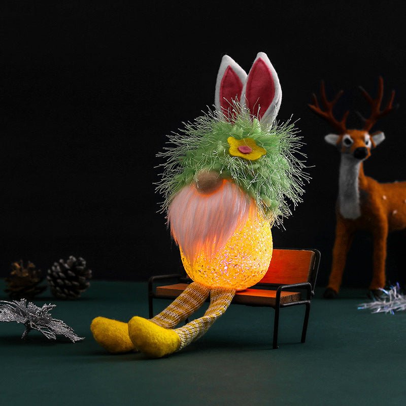 Cross - Border Cute Rabbit Ears Glowing Faceless Doll Decoration EVA Easter Santa Claus Doll Props - Zambeel