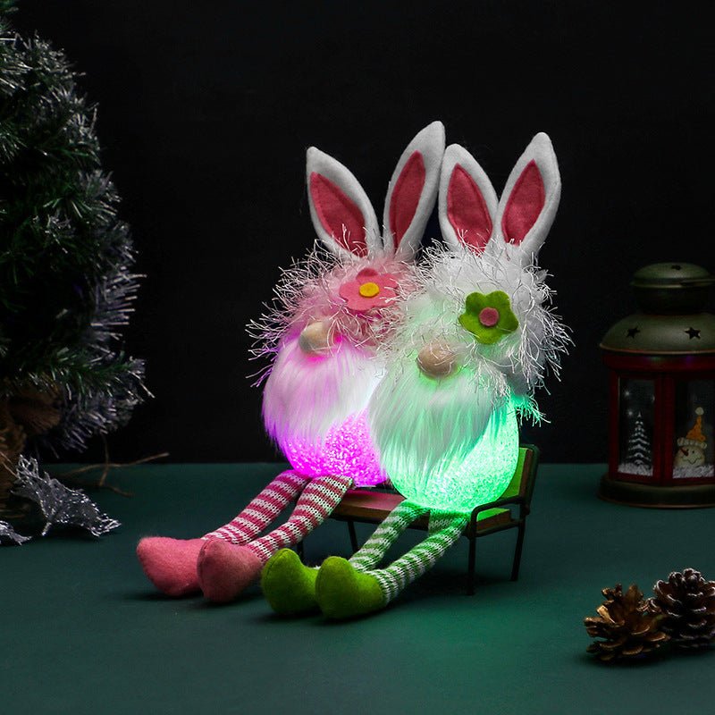 Cross - Border Cute Rabbit Ears Glowing Faceless Doll Decoration EVA Easter Santa Claus Doll Props - Zambeel