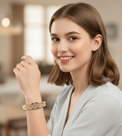 Crystal Bloom Gold Bangle - Zambeel