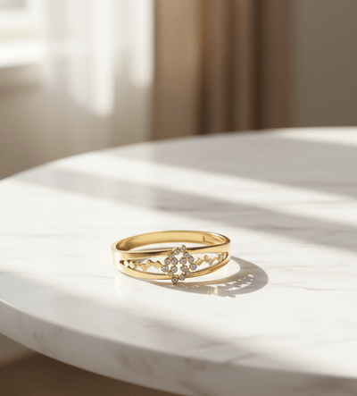 Crystal Bloom Gold Bangle - Zambeel