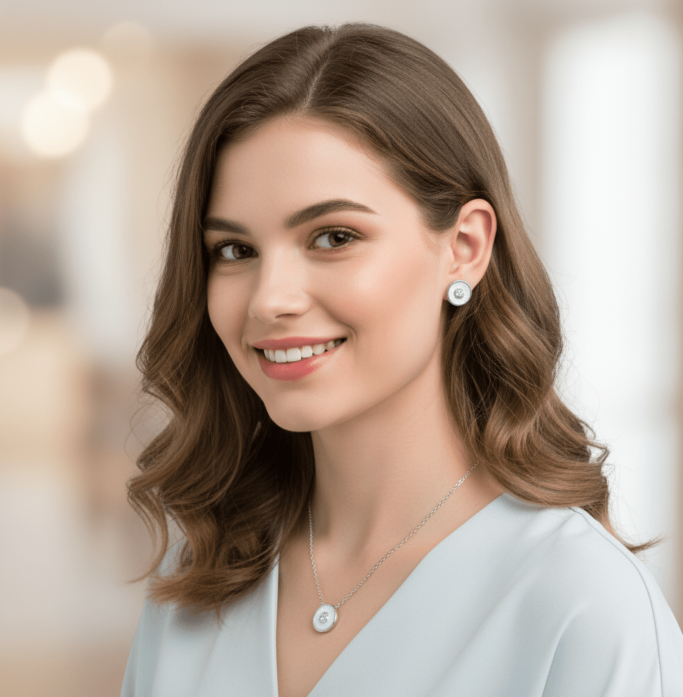 Crystal Donut Circle Pendant & Stud Set - Zambeel