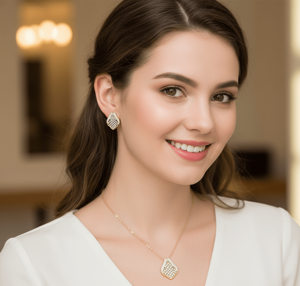 Crystal Leaf Drop Jewelry Set - Zambeel