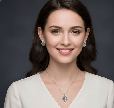 Crystal Leaf Drop Jewelry Set - Zambeel