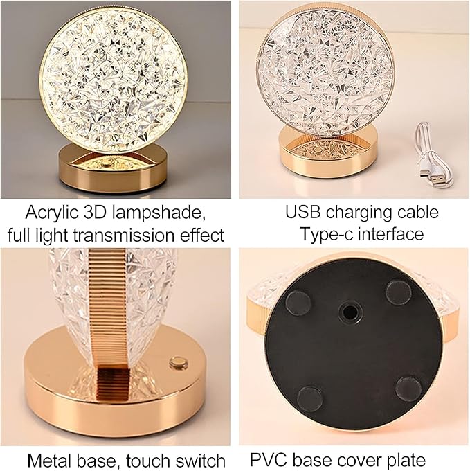 Crystal Round LED Table Lamp - Zambeel