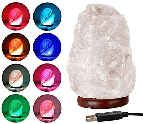 Crystal Salt USB Natural Colorful Color Changing Warm White Led Mineral Small Night Lamp - Zambeel