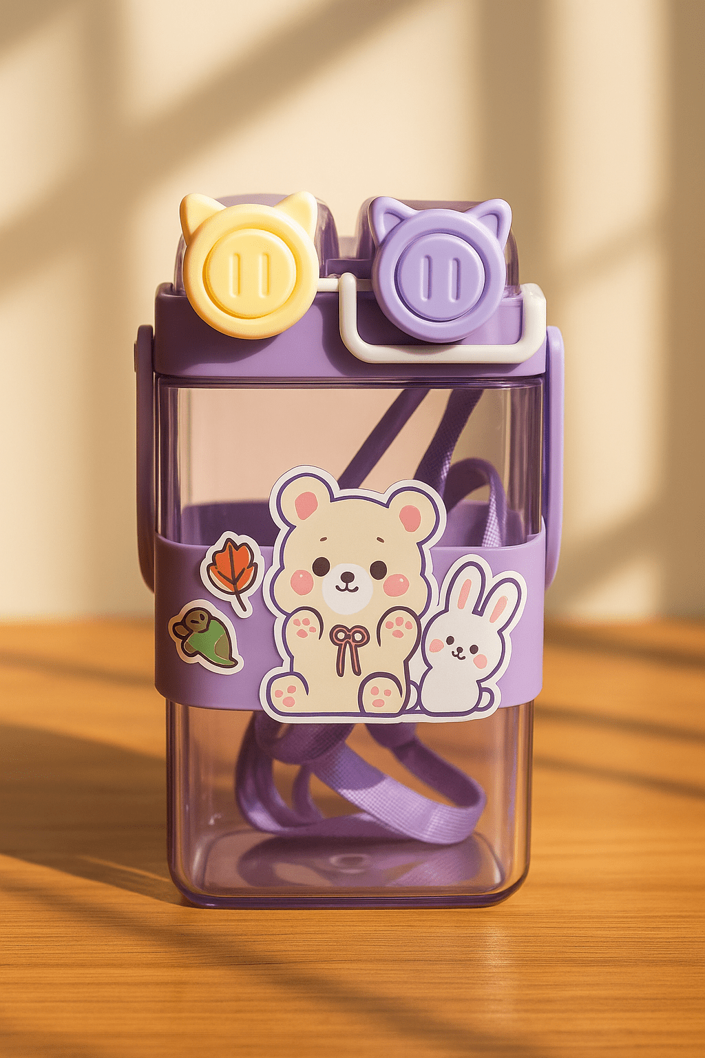 Cute Bear & Bunny Square Water Bottle - Zambeel