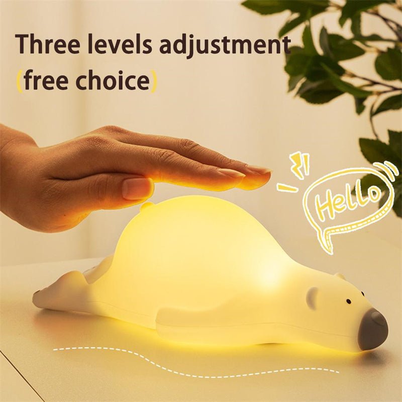 Cute Bear Silicone Night Light 3 Levels Atmosphere Table Lamp For Children Kid Bedroom Bedside Decor - Zambeel