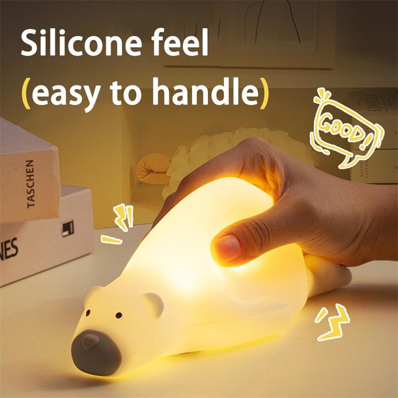 Cute Bear Silicone Night Light 3 Levels Atmosphere Table Lamp For Children Kid Bedroom Bedside Decor - Zambeel
