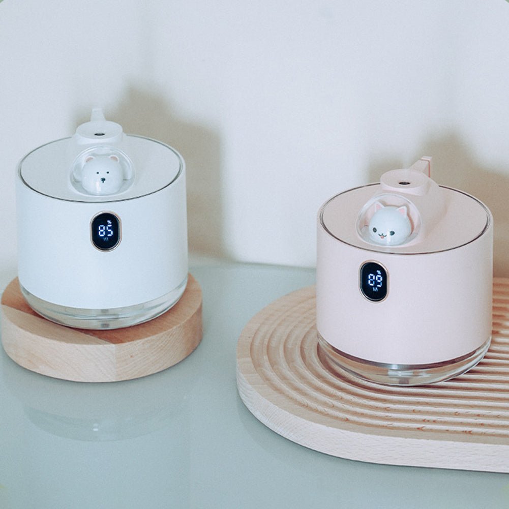 Cute Bear Wireless Air Humidifier USB Aromatherapy Diffuser With LED Lamp 500ML Portable Ultrasonic Mist Maker Water Car Fogger - Zambeel