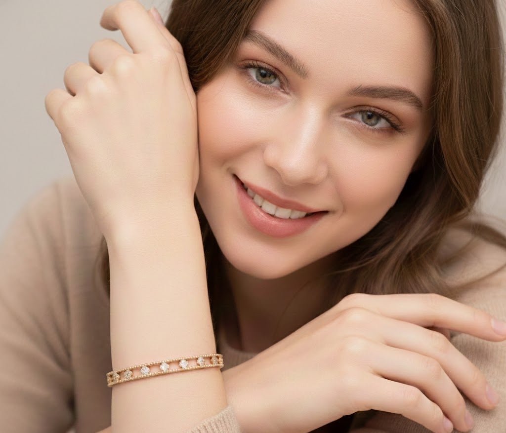 Cutwork Dot Design Bangle & Ring Set - Zambeel