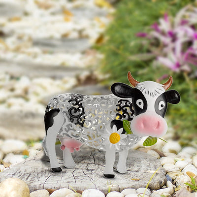Daisy Cow Solar Lamp Resin Ornament Garden Decoration - Zambeel