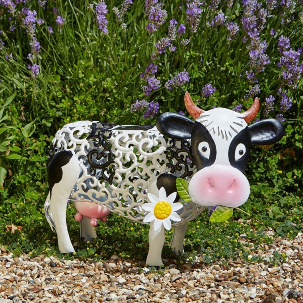 Daisy Cow Solar Lamp Resin Ornament Garden Decoration - Zambeel