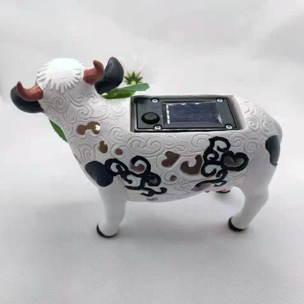 Daisy Cow Solar Lamp Resin Ornament Garden Decoration - Zambeel
