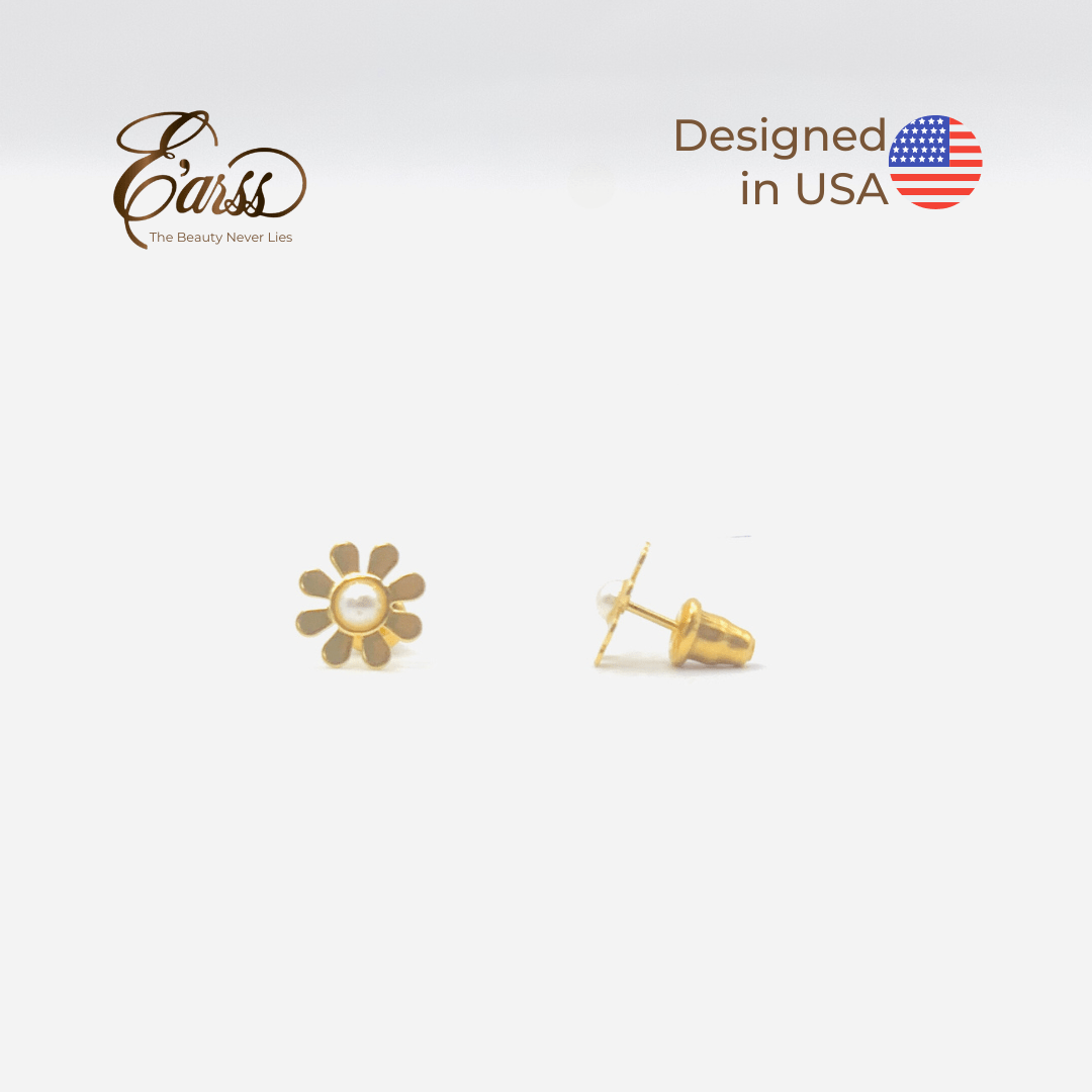 Daisy with Pearl Gold | Stainless Steel | 18K Gold Plated - Zambeel