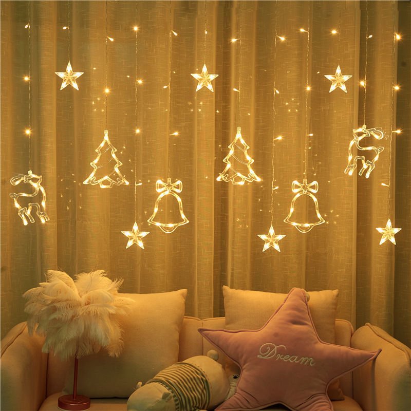 Decorate Christmas Tree Hanging Lamp Room Bedroom Curtain Layout - Zambeel