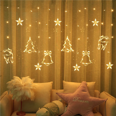 Decorate Christmas Tree Hanging Lamp Room Bedroom Curtain Layout - Zambeel