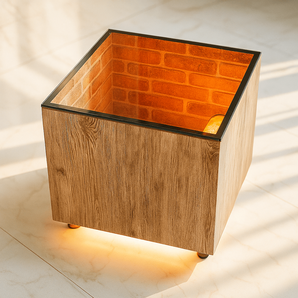 Denol LED‑Illuminated Wood & Glass Display Coffee Table - Zambeel