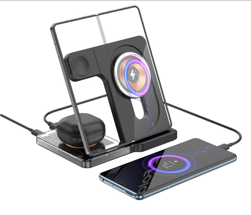 Desktop Magnetic Three - in - one Wireless Charging Stand Foldable - Zambeel