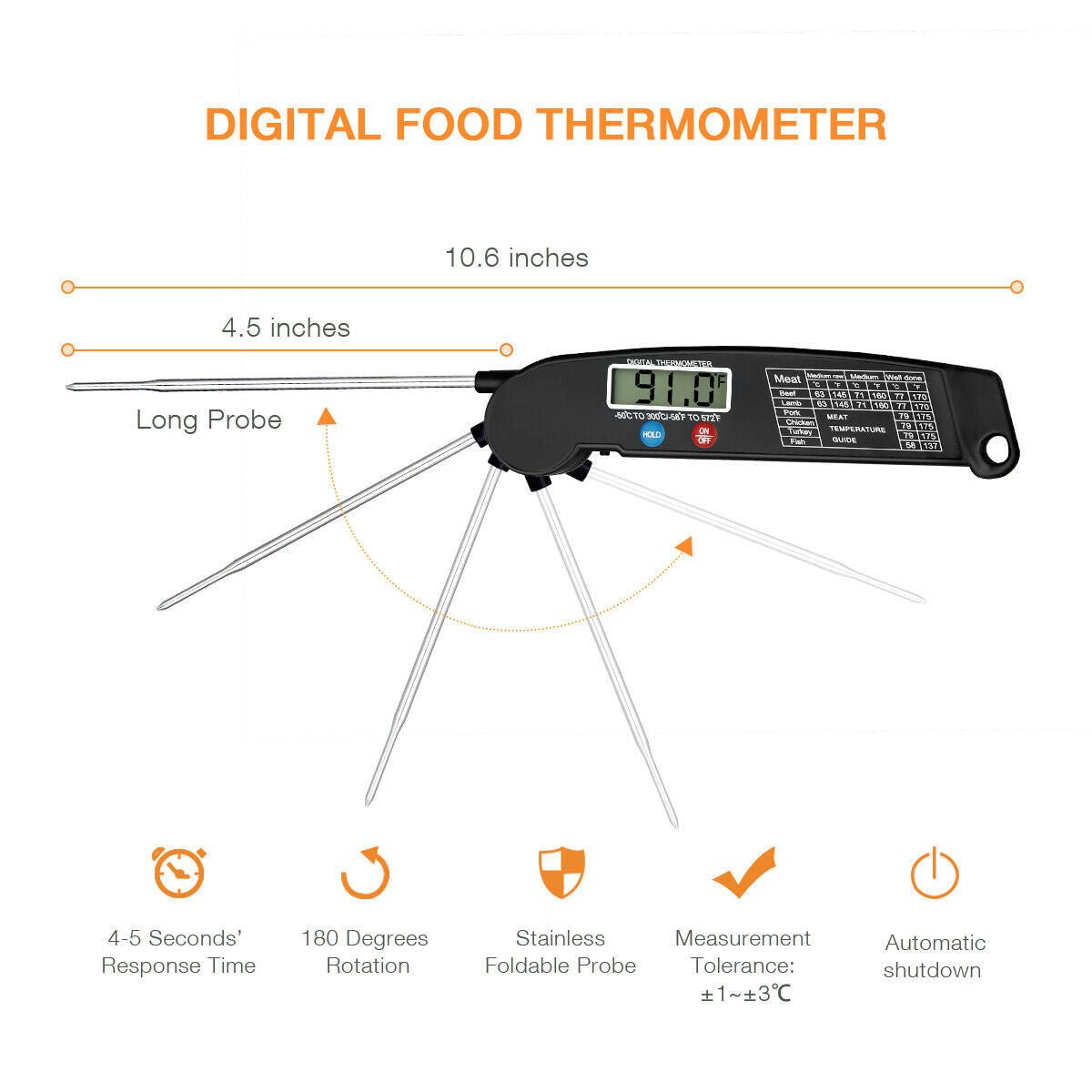 Digital Cooking Meat Thermometer Instant Read Food Steak Oven Smoker BBQ Grill Meat Thermometer Barbecue Accessories For Oven Grill BBQ Smoker Rotisserie Kitchen - Zambeel
