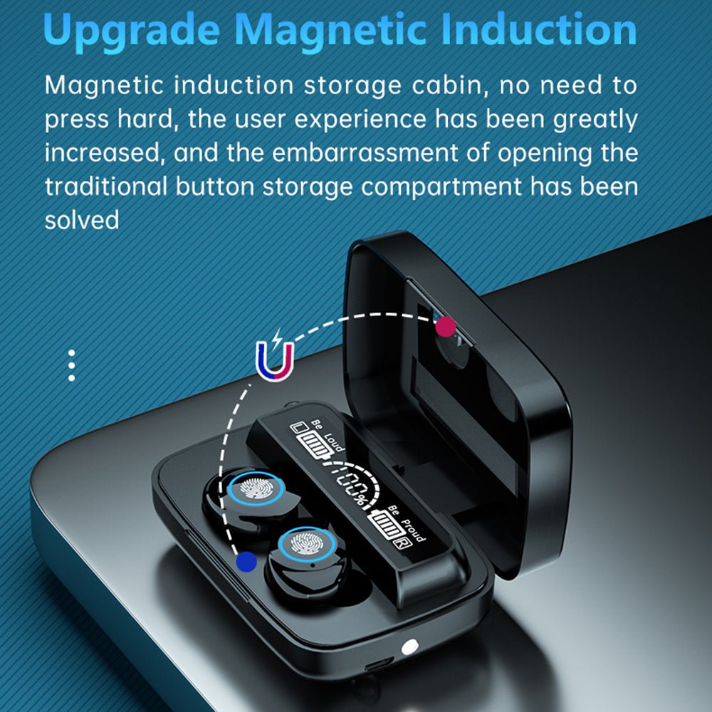 Digital Display TWS Wireless Mirror Touch Bluetooth Headset - Zambeel