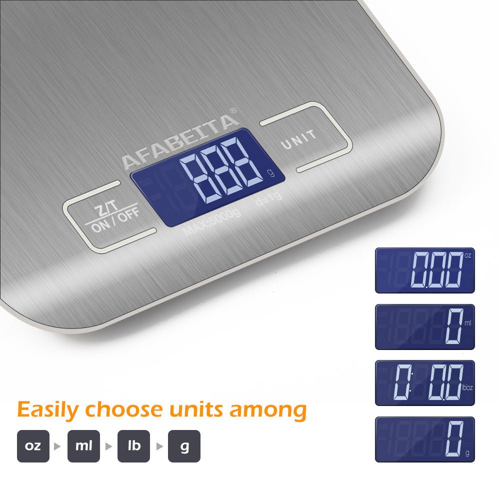 Digital Electronic Kitchen Food Diet Postal Scale Weight Balance 5KG 1g 11lb Kitchen Scales Stainless Steel Weighing For Food Diet Postal Balance Measuring LCD Precision Electronic - Zambeel