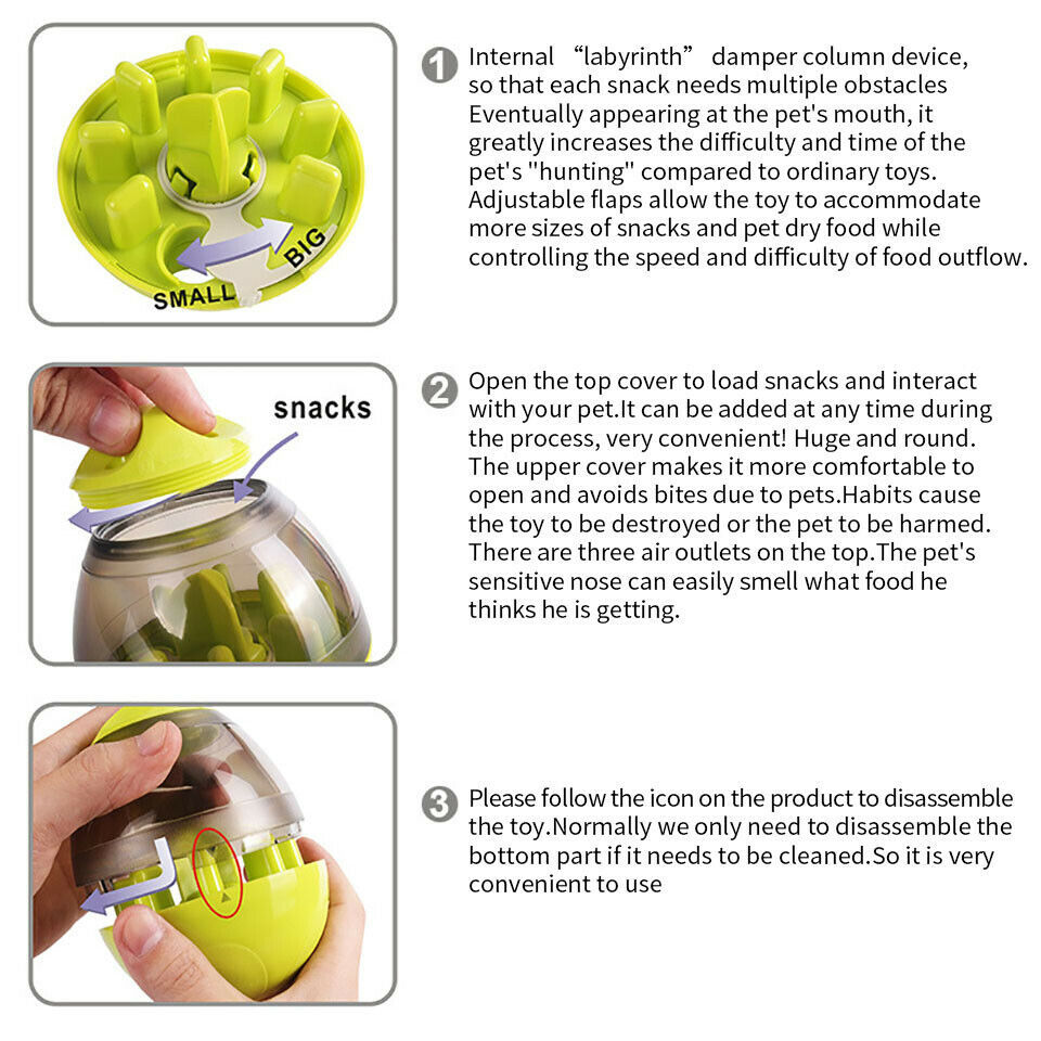 Dog Food Balls Tumbler Pet Puppy Feeder Dispenser Bowl Toy Leak Food Interactive Pet Tumbler Feeder Food Automatic Dispenser Bowl Interactive Balls - Zambeel